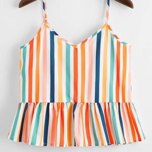 Striped Babydoll Tank Top w/ Adjustable Straps